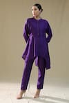 arpita sulakshana_Purple Silk Round Neck Hearts Coord Set _Online_at_Aza_Fashions