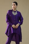 Shop_arpita sulakshana_Purple Silk Round Neck Hearts Coord Set _Online_at_Aza_Fashions