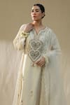 arpita sulakshana_Ivory Chanderi Silk, Lurex, Cotton, Organza Embroidery, Heart A Line Suit Set _Online_at_Aza_Fashions