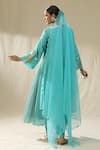 Shop_arpita sulakshana_Sky Blue Chanderi Silk, Cotton, Silk, Organza Firoxi Ambi A-line Suit Set _at_Aza_Fashions