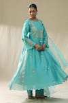Buy_arpita sulakshana_Sky Blue Chanderi Silk, Cotton, Silk, Organza Firoxi Ambi A-line Suit Set _Online_at_Aza_Fashions