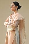 Buy_arpita sulakshana_Rose Gold Silk, Cotton, Organza Lace, Embroidery Split Handpainted Kurta Set _Online_at_Aza_Fashions