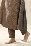 arpita sulakshana_Pink Chanderi Silk, Cotton, Silk, Kota Doria Zari, Mocha Self Suit Set _at_Aza_Fashions