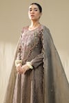 Buy_arpita sulakshana_Pink Chanderi Silk, Cotton, Silk, Kota Doria Zari, Mocha Self Suit Set 