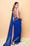 Sajeda A Lehry_Blue Georgette Sequins, Embroidery Round Designer Pre-draped Saree And Blouse _Online_at_Aza_Fashions