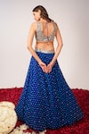 Shop_Sajeda A Lehry_Blue Silk, Georgette, Crepe Sequins, Embroidery V-neck Nazakat Lehenga Set _at_Aza_Fashions
