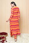 Shop_Sajeda A Lehry_Orange Silk, Crepe Embroidery V-neck Designer Hand Kurta Set _at_Aza_Fashions