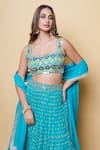Buy_Sajeda A Lehry_Green Silk, Georgette Sequins Square Neck Aaraish Lehenga Set _Online_at_Aza_Fashions