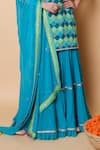 Sajeda A Lehry_Green Silk, Georgette Embroidery, Designer Digital Print Kurta Sharara Set _Online_at_Aza_Fashions
