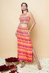 Buy_Sajeda A Lehry_Orange Silk, Crepe Embroidery Round Neck Hand Digital Print Set _at_Aza_Fashions