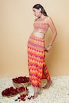 Shop_Sajeda A Lehry_Orange Silk, Crepe Embroidery Round Neck Hand Digital Print Set _Online_at_Aza_Fashions