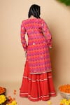 Sajeda A Lehry_Red Silk, Georgette, Crepe Embroidery V-neck Designer Hand Sharara Set _Online_at_Aza_Fashions
