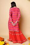 Shop_Sajeda A Lehry_Red Silk, Georgette, Crepe Embroidery V-neck Designer Hand Sharara Set _at_Aza_Fashions