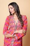 Buy_Sajeda A Lehry_Red Silk, Georgette, Crepe Embroidery V-neck Designer Hand Sharara Set _Online_at_Aza_Fashions