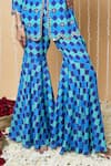 Buy_Sajeda A Lehry_Blue Silk, Georgette, Crepe Embroidery Round Digital Print Mehek Sharara Set _Online_at_Aza_Fashions