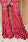 Sajeda A Lehry_Red Silk, Crepe Sequins, Lace Round Neck Mehek Hand Embroidered Sharara Set _Online_at_Aza_Fashions