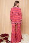 Shop_Sajeda A Lehry_Red Silk, Crepe Sequins, Lace Round Neck Mehek Hand Embroidered Sharara Set _at_Aza_Fashions