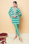Sajeda A Lehry_Green Silk, Crepe Embroidery Round Neck, Keyhole Hand Kurta And Dhot Pant Set _Online_at_Aza_Fashions