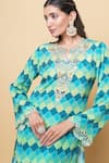 Shop_Sajeda A Lehry_Green Silk, Crepe Embroidery Round Neck, Keyhole Hand Kurta And Dhot Pant Set _Online_at_Aza_Fashions