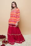 Buy_Sajeda A Lehry_Orange Silk, Georgette Embroidery One Miraya Designer Kurta And Sharara Set _Online_at_Aza_Fashions
