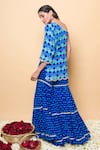 Shop_Sajeda A Lehry_Blue Silk, Georgette Sequins, Embroidery One Miraya Kurta And Sharara Set _at_Aza_Fashions
