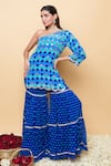 Sajeda A Lehry_Blue Silk, Georgette Sequins, Embroidery One Miraya Kurta And Sharara Set _Online