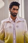 Buy_YAJY by Aditya Jain_Pink Silk, Linen Sequins Celestial Snow Indo-western Set 