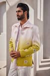 Shop_YAJY by Aditya Jain_Pink Silk, Linen Sequins Celestial Snow Indo-western Set 