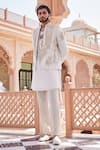 Buy_YAJY by Aditya Jain_Gold Tissue, Silk Embroidery Snowfall Serenity Indo-western Set _Online_at_Aza_Fashions