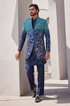 Buy_YAJY by Aditya Jain_Blue Silk Embroidery Ombre Indo-western Set _at_Aza_Fashions