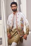 YAJY by Aditya Jain_Multi Color Silk Embroidery Winter Reverie Kurta Jacket Set _at_Aza_Fashions