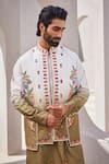 Buy_YAJY by Aditya Jain_Multi Color Silk Embroidery Winter Reverie Kurta Jacket Set 