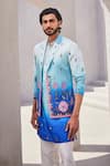 Buy_YAJY by Aditya Jain_Blue Silk Embroidery Icy Twilight Kurta Jacket Set _Online_at_Aza_Fashions