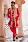 Buy_YAJY by Aditya Jain_Red Silk Embroidery Love Rage Kurta Set _at_Aza_Fashions