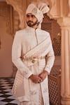 Buy_YAJY by Aditya Jain_Pink Silk Embroidery, Sequins Royal Snowfall Sherwani Set _Online_at_Aza_Fashions
