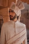 Shop_YAJY by Aditya Jain_Pink Silk Embroidery, Sequins Royal Snowfall Sherwani Set _Online_at_Aza_Fashions