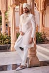 Shop_YAJY by Aditya Jain_Pink Beads Glistening Frost Sherwani Set _at_Aza_Fashions