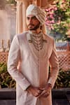 Shop_YAJY by Aditya Jain_Pink Beads Glistening Frost Sherwani Set _Online_at_Aza_Fashions