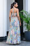 Shop_JUHI BENGANI_Sky Blue Chinon Halter Neck Gardenia Dress _at_Aza_Fashions