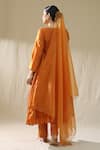 Shop_arpita sulakshana_Orange Chanderi Silk, Lurex, Cotton, Organza Tassels, Heart A-line Suit Set _at_Aza_Fashions