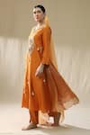 arpita sulakshana_Orange Chanderi Silk, Lurex, Cotton, Organza Tassels, Heart A-line Suit Set _Online_at_Aza_Fashions