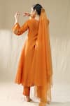 Shop_arpita sulakshana_Orange Chanderi Silk, Cotton, Silk, Organza Zari, A Line Kurta Set With Dupatta _at_Aza_Fashions