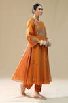 arpita sulakshana_Orange Chanderi Silk, Cotton, Silk, Organza Zari, A Line Kurta Set With Dupatta _Online_at_Aza_Fashions