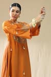 Buy_arpita sulakshana_Orange Chanderi Silk, Cotton, Silk, Organza Zari, A Line Kurta Set With Dupatta _Online_at_Aza_Fashions