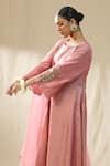 arpita sulakshana_Lavender Chanderi Silk, Cotton, Silk, Organza Sequins, Designer A Line Suit Set _Online_at_Aza_Fashions