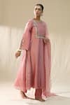 arpita sulakshana_Lavender Chanderi Silk, Cotton, Silk, Organza Sequins, Designer A Line Suit Set _at_Aza_Fashions