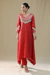 Buy_arpita sulakshana_Red Chanderi Silk, Cotton, Silk, Kota Doria Zari, Embroidery Self Suit Set _Online_at_Aza_Fashions