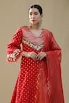 Shop_arpita sulakshana_Red Chanderi Silk, Cotton, Silk, Kota Doria Zari, Embroidery Self Suit Set _Online_at_Aza_Fashions