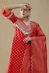 arpita sulakshana_Red Chanderi Silk, Cotton, Silk, Kota Doria Zari, Embroidery Self Suit Set _at_Aza_Fashions