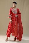 Buy_arpita sulakshana_Red Chanderi Silk, Cotton, Silk, Kota Doria Zari, Embroidery Self Suit Set _at_Aza_Fashions